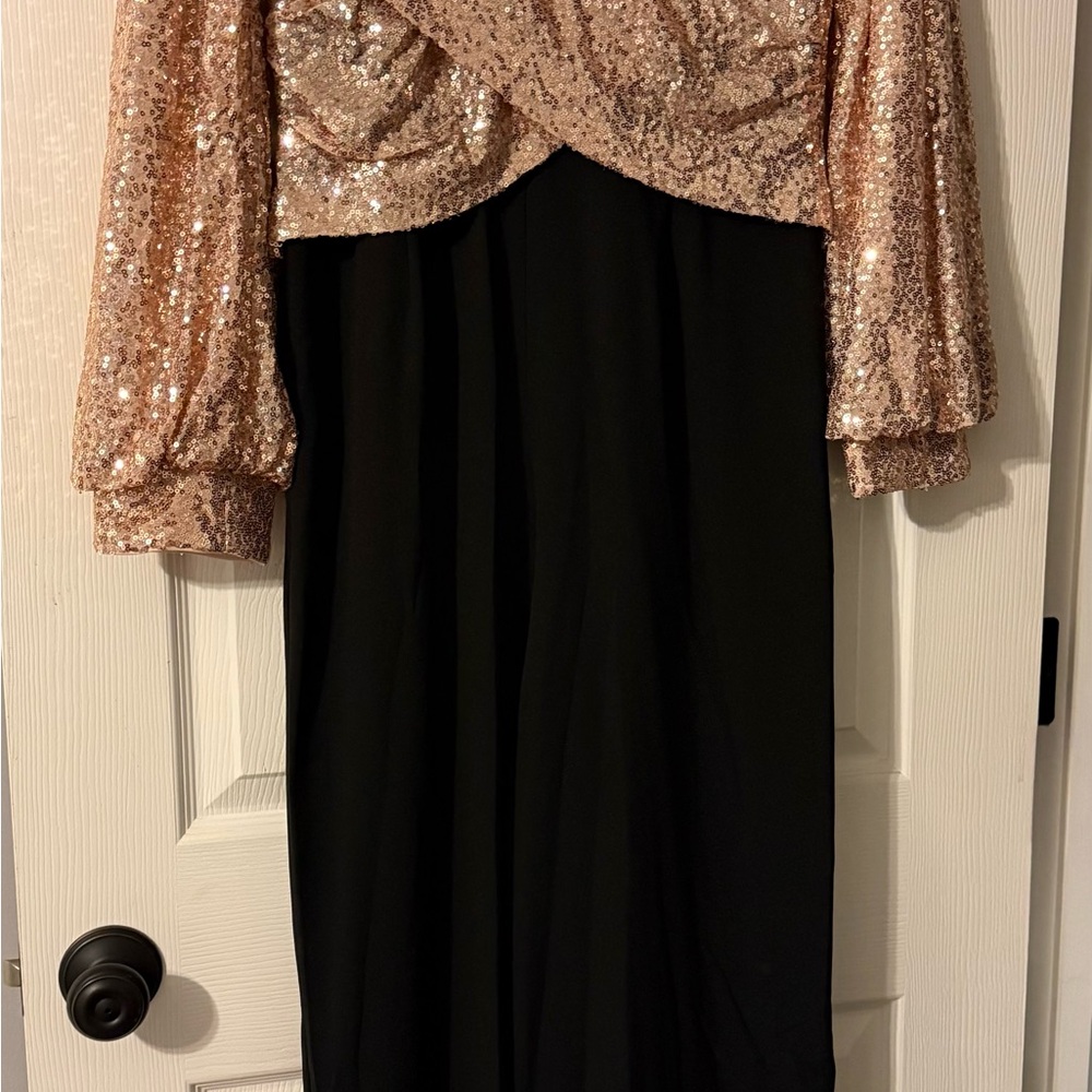 Elegant Black and Gold Sequin Jumpsuit